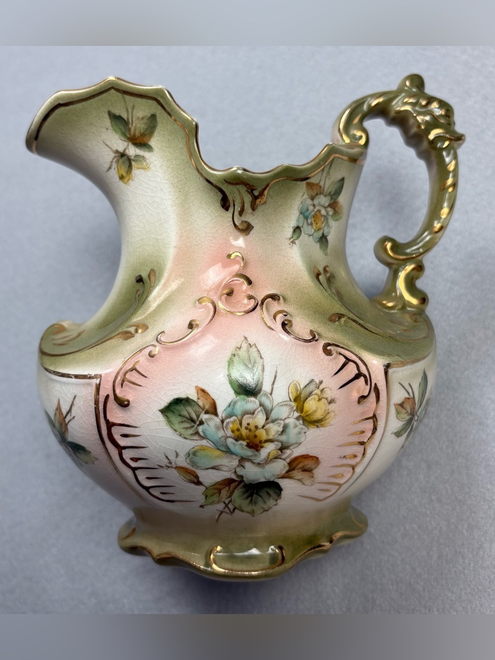 Antique Haynes Art Pottery Torquay Floral Pitcher Ewer No. 464
